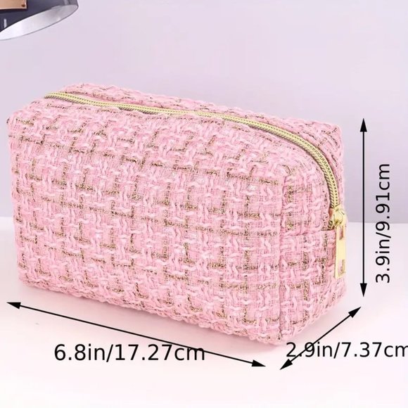 Cosmetic Bag Makeup Pink Zipper Travel Organize Clutch Toiletry Pouch Weekend - Picture 4 of 4